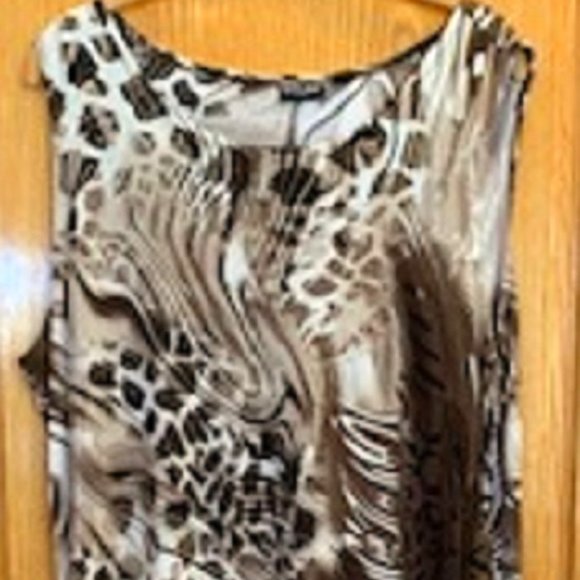 Vtg Effortless Style by Citiknits Sleeveless Dress Animal Print Pull On Sz: L - Picture 1 of 6